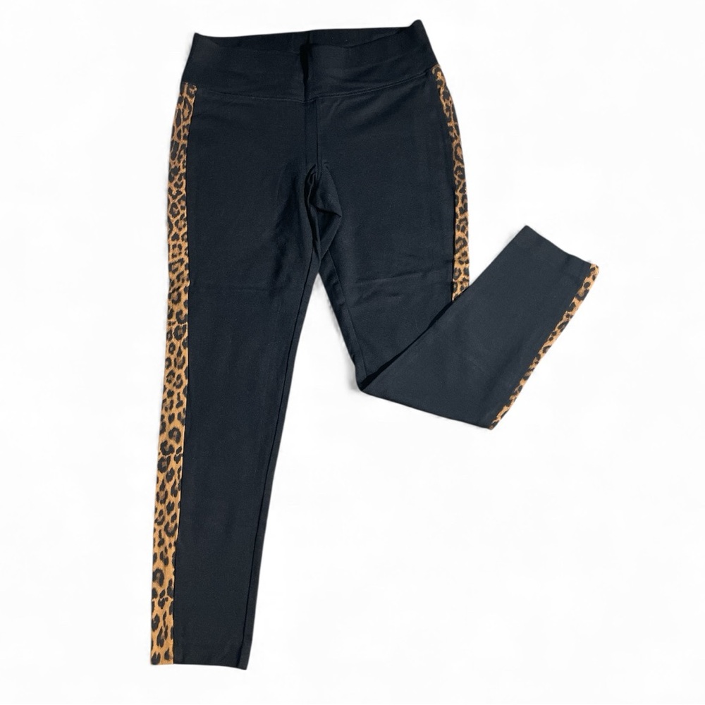 X1- INC International Concepts Black & Leopard Leggings Medium Med M